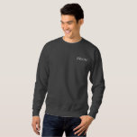 Groom Embroidered Sweatshirt<br><div class="desc">For the Groom shown is a dark grey colour long sleeve pullover sweatshirt to relax in. White colour embroidered text on the front upper left chest area.
Customise this item or buy as shown.</div>