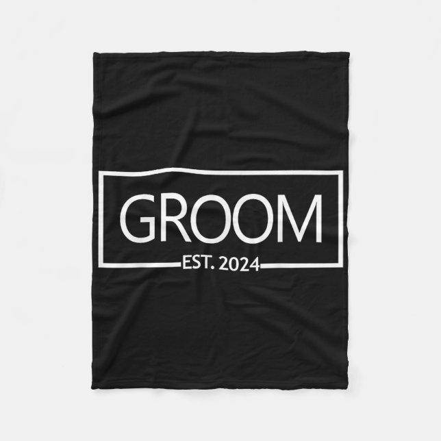 Groom Est. 2024 Future Husband Bachelor Party Wedd Fleece Blanket (Front)