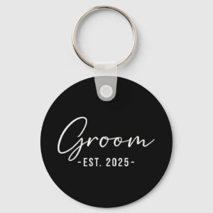 Groom Est. 2025 Matching Getting Ready Bride Groom Key Ring
