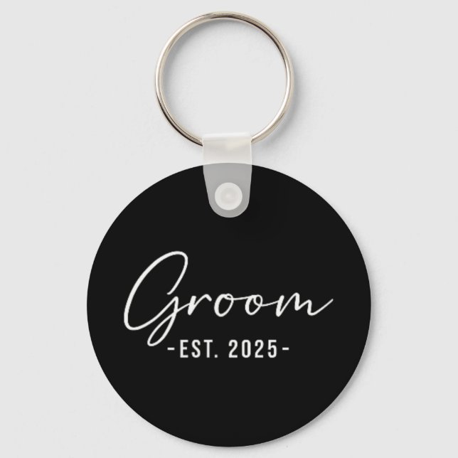 Groom Est. 2025 Matching Getting Ready Bride Groom Key Ring (Front)