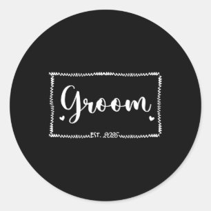 Groom Est. 2025 Wedding Matching Husband Just Marr Classic Round Sticker