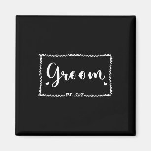 Groom Est. 2025 Wedding Matching Husband Just Marr Magnet