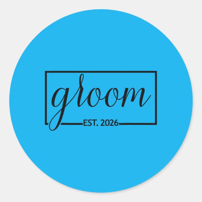 Groom Est 2026 Future Husband Wedding Bachelor Classic Round Sticker (Front)