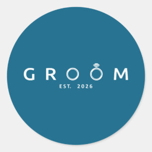 Groom est 2026 future husband wedding bachelor classic round sticker