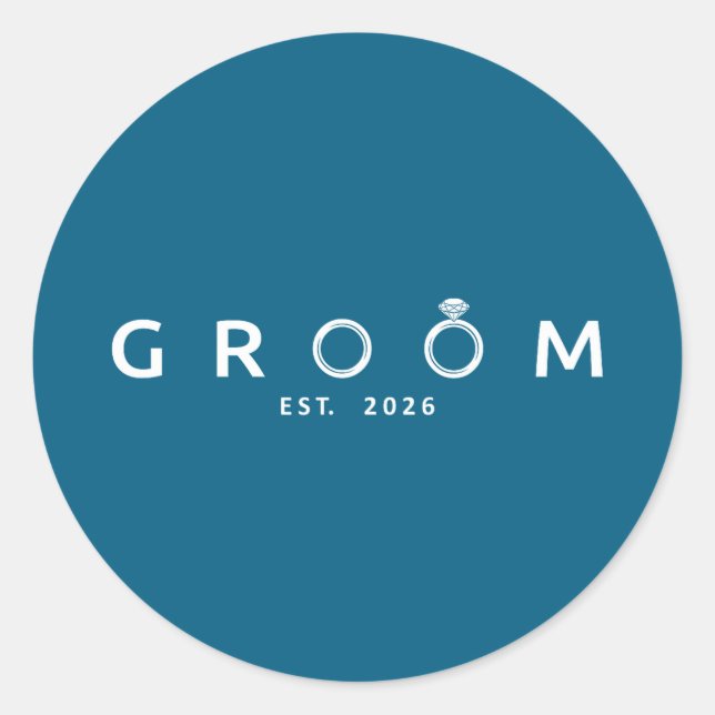 Groom est 2026 future husband wedding bachelor classic round sticker (Front)