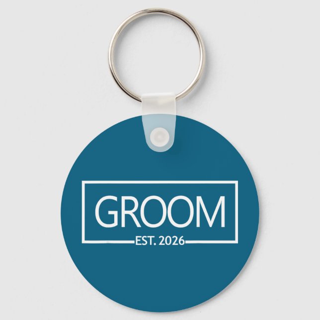 Groom est 2026 future husband wedding bachelor key ring (Front)