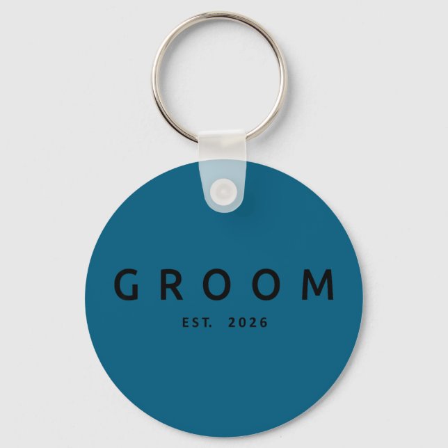 Groom est 2026 future husband wedding bachelor key ring (Front)