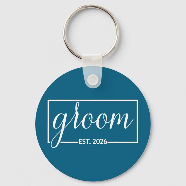 Groom est 2026 future husband wedding bachelor key ring (Front)