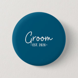 Groom est 2026 husband to be bachelor party 6 cm round badge