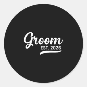 Groom Est 2026 Just Married Honeymoon Wedding Groo Classic Round Sticker
