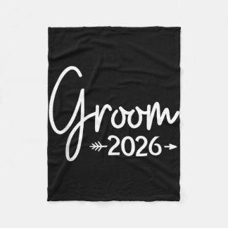 Groom est 2026 married wedding bridal party fleece blanket