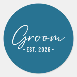 Groom est 2026 matching getting ready bride groom classic round sticker