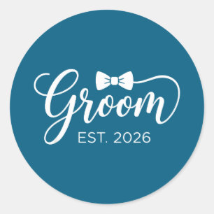 Groom est 2026 mr husband married wedding party classic round sticker