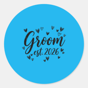 Groom Est 2026 Wedding Newlywed Bride Groom Party Classic Round Sticker
