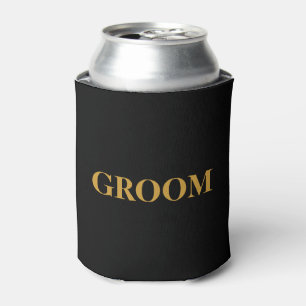 GROOM For Him Wedding Black Can Cooler