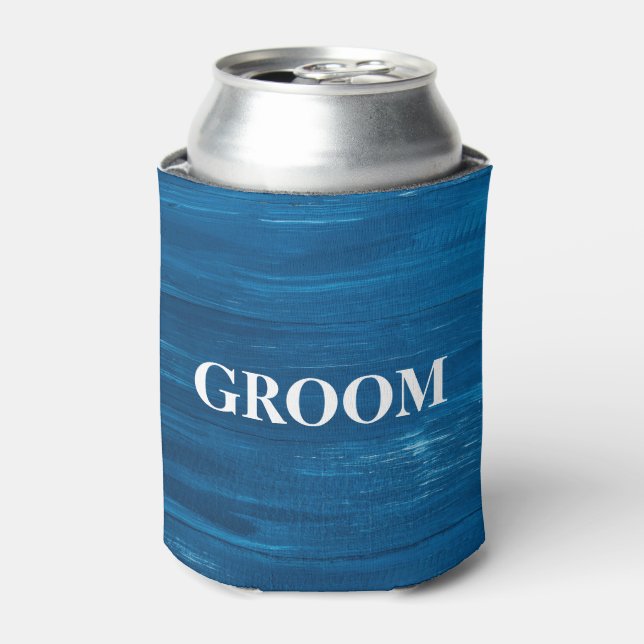 GROOM For Him Wedding Wooden Print Can Cooler (Can Front)