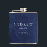 Groom Gift Watercolor Blue Wedding Flask<br><div class="desc">Dark blue watercolor wedding flask with beautifully painted watercolor background. Fully customisable!</div>