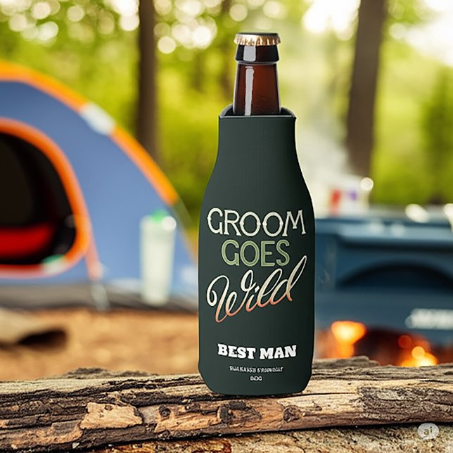 Groom Goes Wild Bachelor Party  Bottle Cooler (Creator Uploaded)
