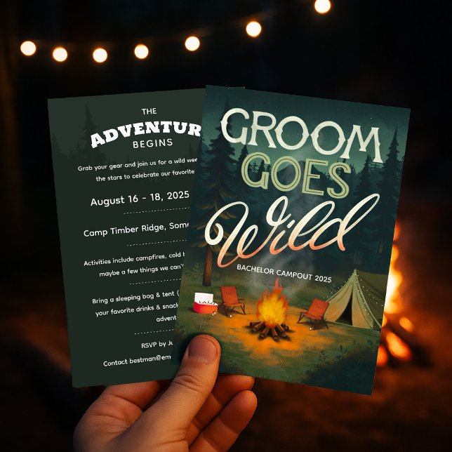 Groom Goes Wild Bachelor Party Camping Invitation (Creator Uploaded)