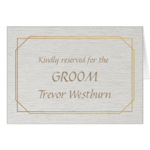 GROOM Gold and White Place Name Card