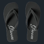 Groom, groom themed thongs/ flip flops<br><div class="desc">Special Groom themed flip flops for the groom.  Perfect for a beach or casual wedding.

Thong style,  easy slip-on design
Similar to Havaianas®
100% rubber makes sandals both heavyweight and durable
Cushioned footbed with textured rice pattern provides all day comfort
Made in Brazil and printed in the USA</div>