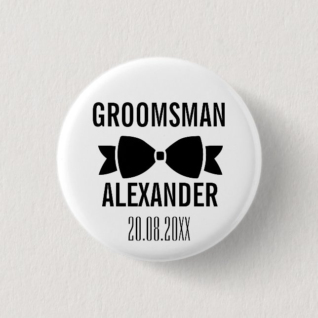 Groom Groomsman Wedding Party Favour Keepsake  3 Cm Round Badge (Front)