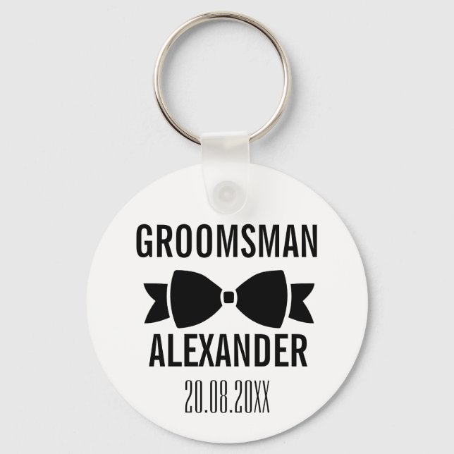 Groom Groomsman Wedding Party Favour Keepsake Key Ring (Front)