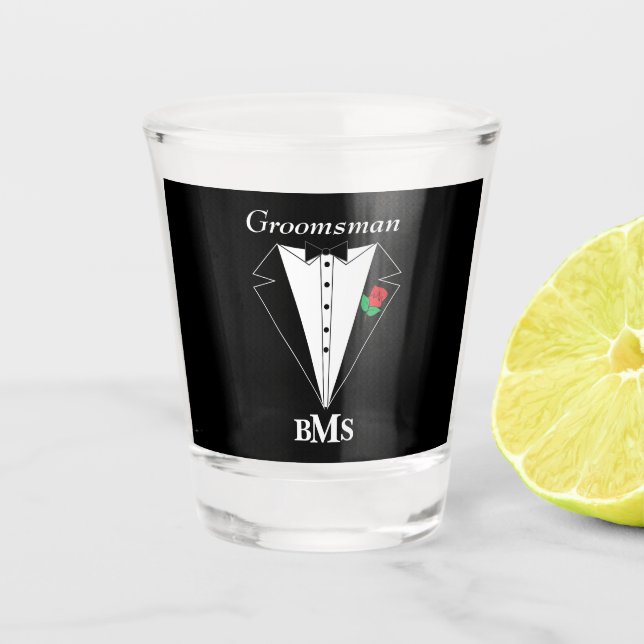 Groom, Groomsmen and Best Man Bachelor Party  Shot Glass (Front)