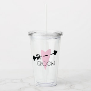 Groom Heart and Arrow Wedding Acrylic Tumbler