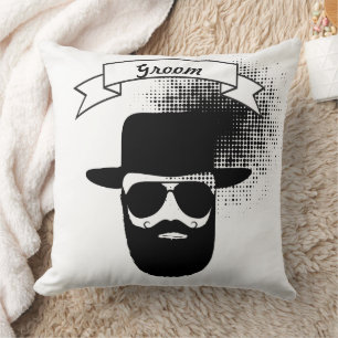 Groom Hip Glasses Groovy Hat Handlebar Moustache Cushion