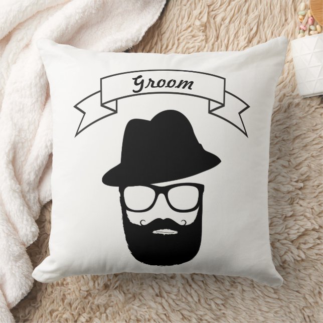 Groom Hipster Glasses Hat Handlebar Moustache Bear Cushion (Blanket)