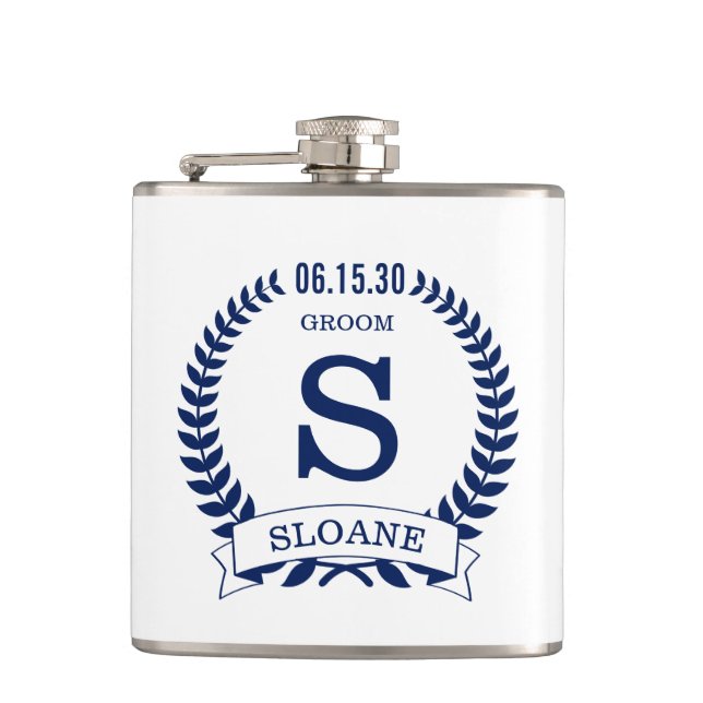 Groom Initial Hip Flask (Front)