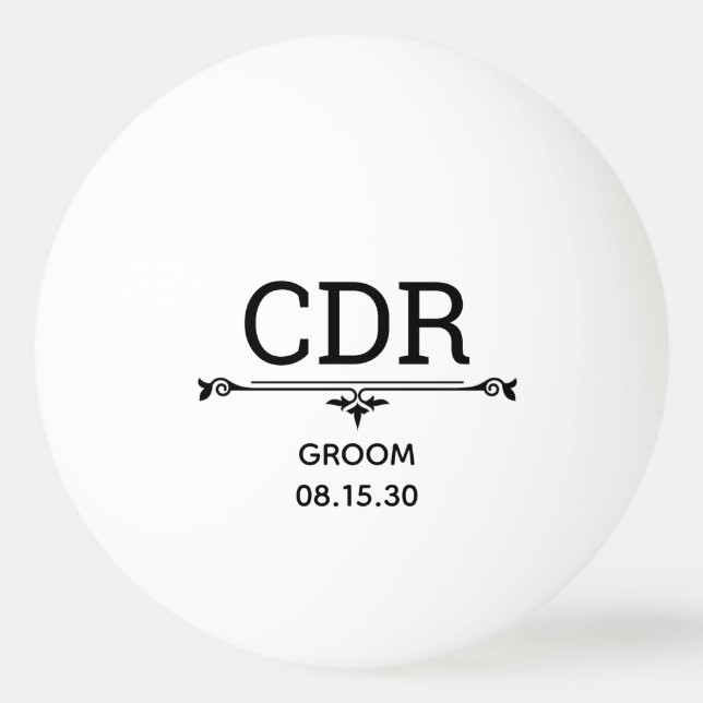 Groom Initials Ping Pong Ball (Front)