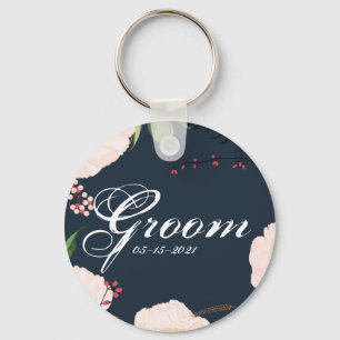 Groom Key Chain Baby Pink Cosmos on White