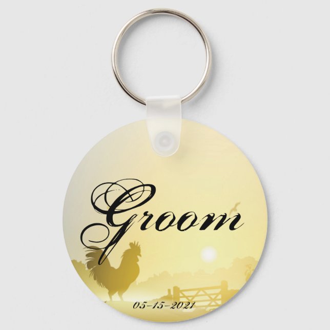 Groom Key Chain Sunny Morning Farm Country Rustic (Front)