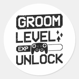 Groom Level Unlock Bachelor Party  Classic Round Sticker