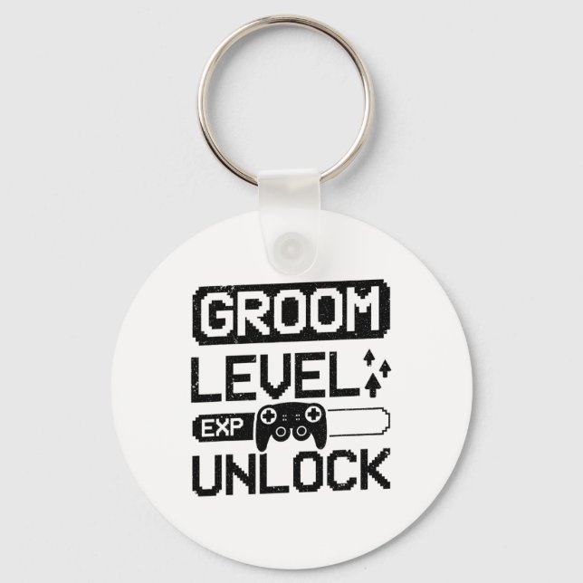 Groom Level Unlock Bachelor Party  Key Ring (Front)