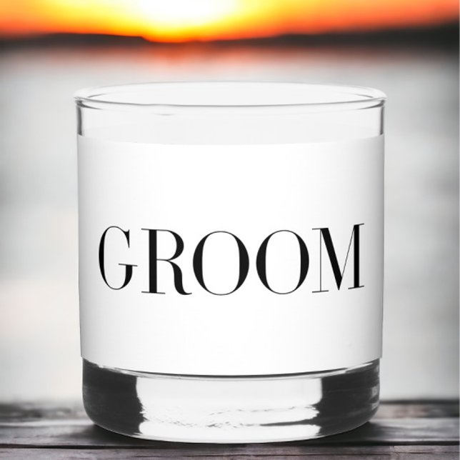 Groom Modern Personalised Minimalist  Whiskey Glass (Creator Uploaded)