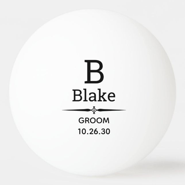 Groom Monogrammed Ping Pong Ball (Front)