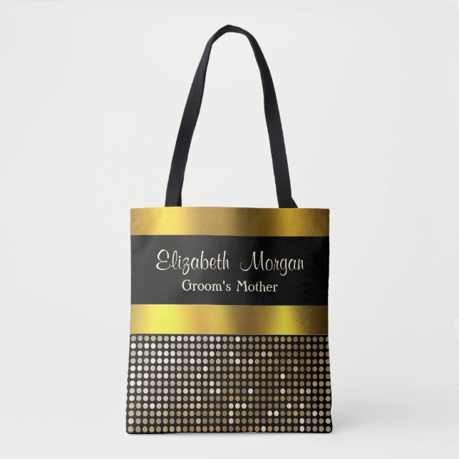 Groom Mother Elegant Classy Gold Damask Embossed  Tote Bag (Front)