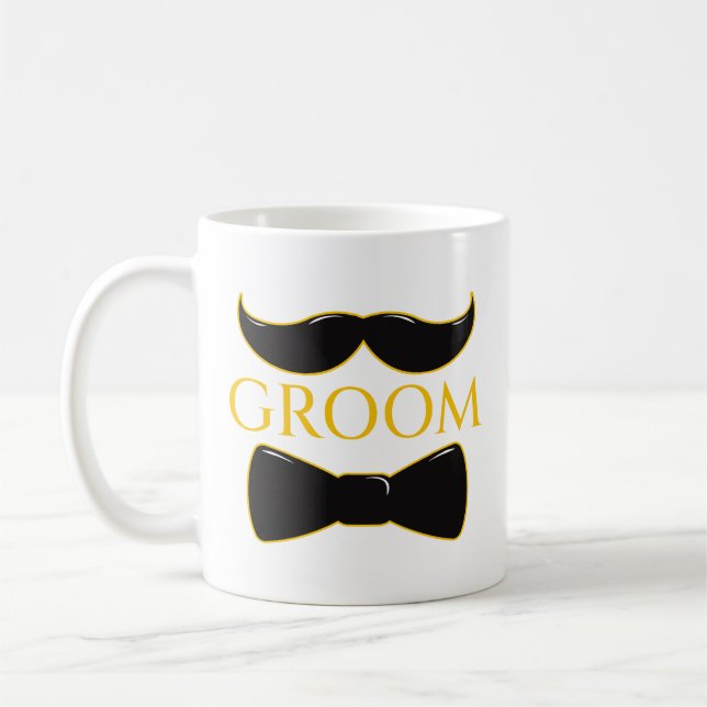 Groom Moustache And Bow Tie Coffee Mug (Left)