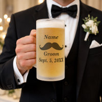 Groom Moustache and Top Hat Frosted Glass Mug