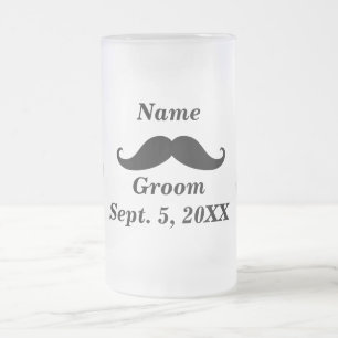 Groom Moustache and Top Hat Frosted Glass Mug