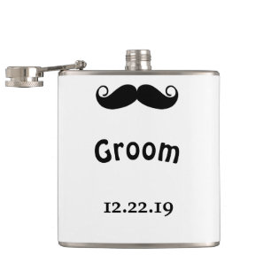 Groom Moustache Hipster Wedding Hip Flask