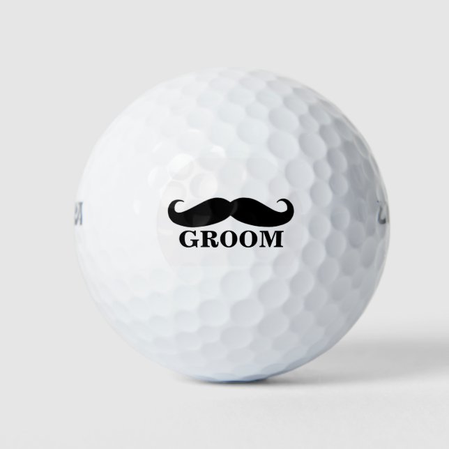 Groom Moustache Wedding Favours Personalised Golf Balls (Front)