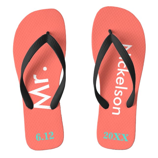 Groom Mr. Coral Flip Flops (Footbed)