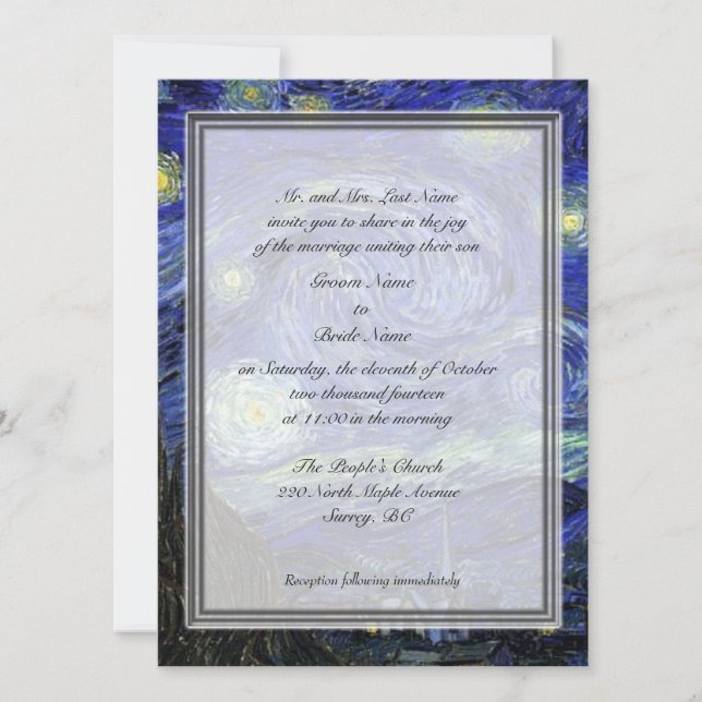Groom parents invitation, Starry Night Invitation (Front)