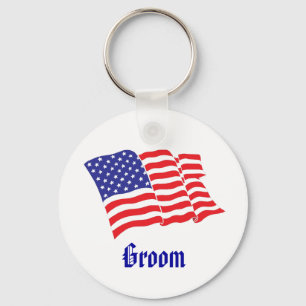 Groom Patriotic Wedding Key Ring