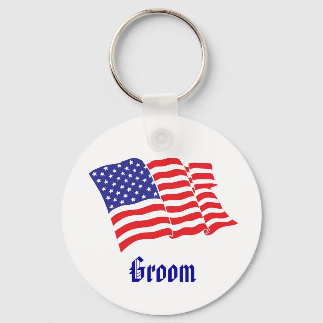Groom Patriotic Wedding Key Ring (Front)