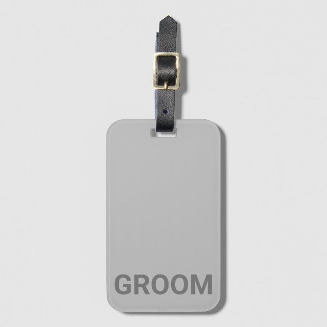 Groom Personalised Simple Modern Luggage Tag (Front Vertical)